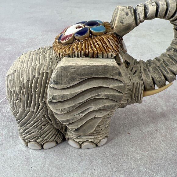 Elephant Figurine Artesania Rinconada GIFT Trunk Up VTG MCM BOHO - Picture 3 of 11